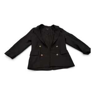 Love Tree Black Double Breasted Pea Coat Blazer Jacket Medium Regal Classic Fall